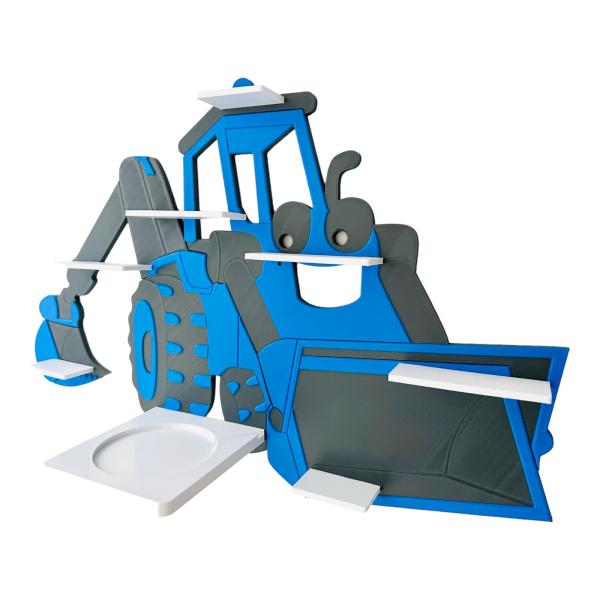 excavator Dark grey/blue as a tonie shelf, tonie box